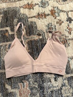 Danskin Ribbed V‑Neck Bralette in Blush Pink